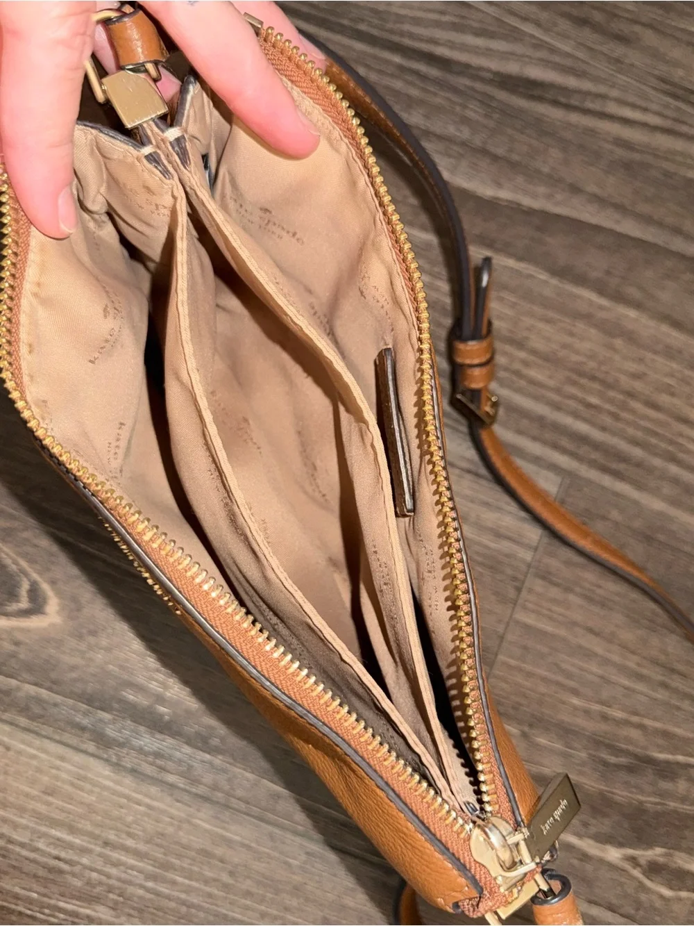 kate spade Tan Pebbled Leather Crossbody Bag